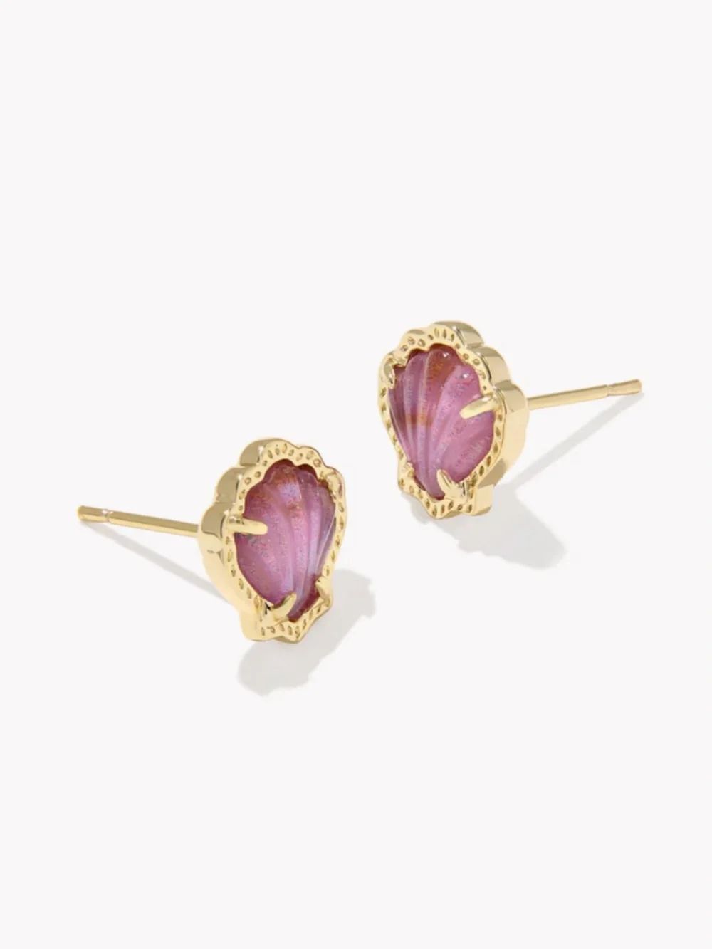 Kendra Scott Brynne Shell Gold Stud Earrings In Purple Iridescent Abalone